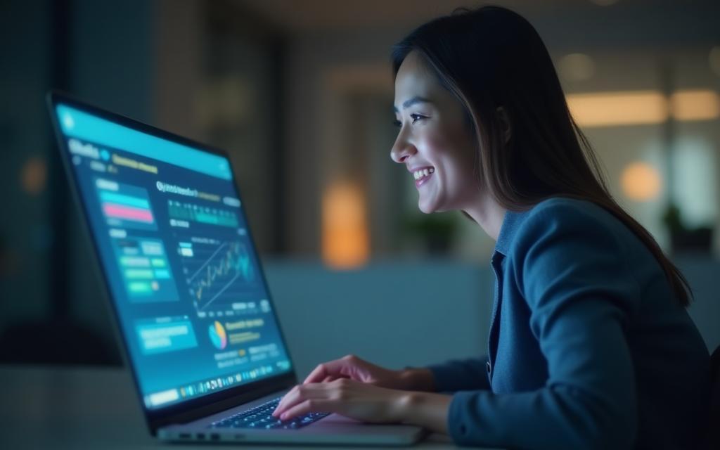 Professional person learning online with a laptop